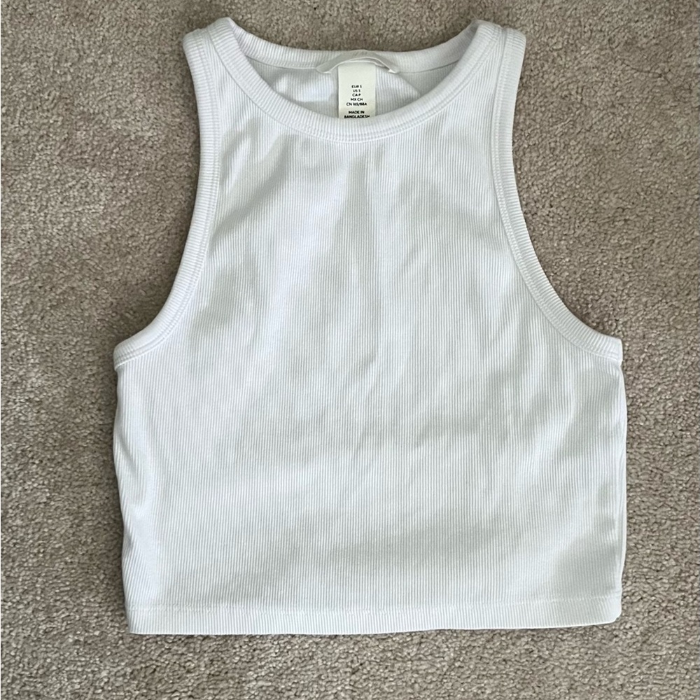 H&M White‎ Ribbed Crop Top